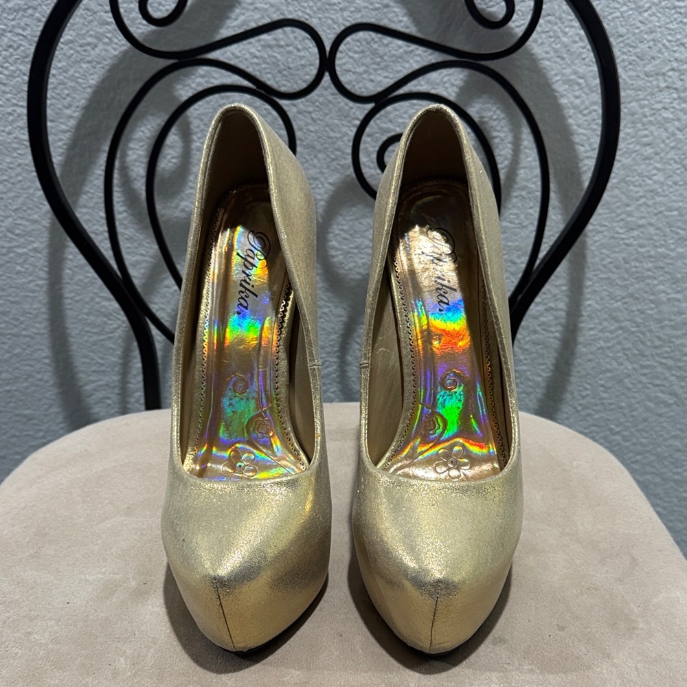 Pleaser Shiny Gold Heels
